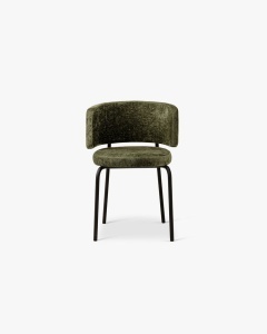 SCAUN DINING/BIROU DORA, VERDE, TAPITAT CU TAPITERIE DIN TEXTIL CHENILLE PERFECT ARMONY SI METAL, MICADONI - Img 2