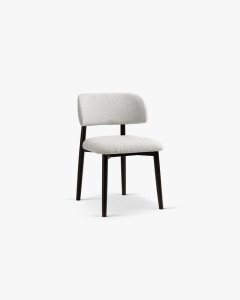 SCAUN DINING/BIROU EVAN, GRI DESCHIS, TAPITAT CU TAPITERIE DIN TEXTIL BOUCLE BALOO SI LEMN MASIV, MICADONI