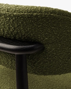 SCAUN DINING/BIROU EVAN, VERDE MASLINIU INCHIS, TAPITAT CU TAPITERIE DIN TEXTIL BOUCLE BALOO SI LEMN MASIV, MICADONI - Img 4