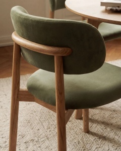 SCAUN DINING/BIROU EVAN, VERDE, TAPITAT CU TAPITERIE DIN TEXTIL CATIFEA MAGIC VELVET SI LEMN MASIV, MICADONI - Img 6