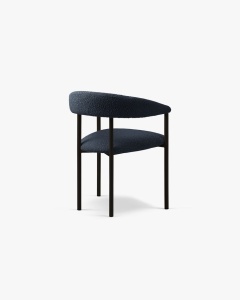 SCAUN DINING/BIROU LEA, ALBASTRU INCHIS/NEGRU, TAPITAT CU TAPITERIE DIN TEXTIL BOUCLE BALOO SI METAL, MICADONI - Img 2