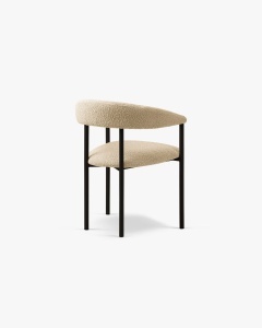 SCAUN DINING/BIROU LEA, BEJ/NEGRU, TAPITAT CU TAPITERIE DIN TEXTIL BOUCLE BALOO SI METAL, MICADONI - Img 3