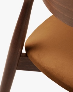 SCAUN DINING/BIROU LEON, CAMEL, TAPITAT CU TAPITERIE DIN TEXTIL CATIFEA MAGIC VELVET SI LEMN MASIV, MICADONI - Img 4