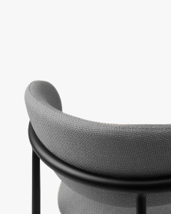 SCAUN DINING/BIROU NINA, GRI CALD, TAPITAT CU TAPITERIE DIN TEXTIL STRUCTURAT BJORN SI METAL, MICADONI - Img 5