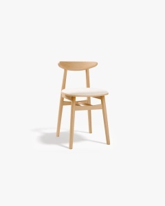SCAUN DINING/BIROU OSOS, ALB/FAG, TAPITAT CU TAPITERIE DIN TEXTIL STRUCURAT BABEL SI LEMN MASIV DE FAG, MICADONI - Img 2