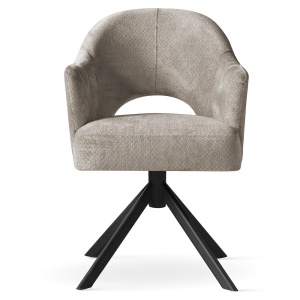 SCAUN DINING BJORG SUPREME, CONFECTIONAT DIN METAL, SPUMA, ARCURI SI TEXTIL, BEJ/NEGRU, STIL MODERN - Img 2