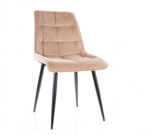 SCAUN DINING CHIC, BEJ BLUVEL 28/NEGRU MAT, TAPITERIE DIN CATIFEA SI PICIOARE DIN METAL, STIL MODERN - Img 3