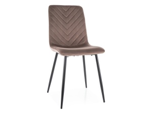 SCAUN DINING DAREN, VELVET CAPPUCCINO BLUVEL 38/NEGRU MAT, TAPITERIE DIN CATIFEA SI METAL, STIL MODERN