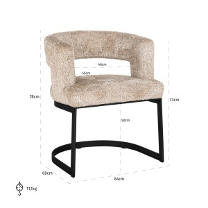 SCAUN DINING ELLIS, REALIZAT DIN METAL SI TEXTIL, CULOARE BEJ, DESIGN DEOSEBIT, RICHMOND INTERIORS - Img 11
