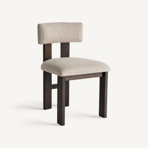 SCAUN DINING EVJE, DIN LEMN DE FRASIN SI TEXTIL BEJ, DESIGN CONTEMPORAN, VICAL HOME
