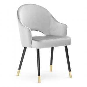 SCAUN DINING GODA PLUS, GRI/NEGRU/AURIU, TAPITERIE DIN CATIFEA SI PICIOARE DIN LEMN, STIL MODERN