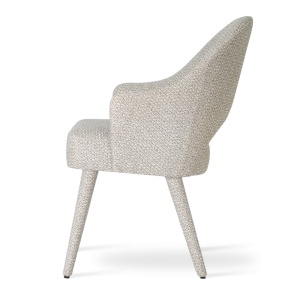 SCAUN DINING GODA SUPREME SOCK, CONFECTIONAT DIN LEMN, SPUMA, ARCURI SI METAL, BEJ, STIL MODERN - Img 3
