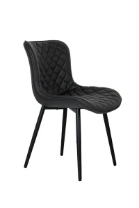 SCAUN DINING GREG NEGRU, TAPITAT CU PIELE ECOLOGICA SI METAL, STIL MODERN