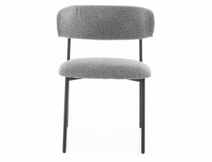 SCAUN DINING, GRI TAP 232/NEGRU MAT, TAPITERIE DIN STOFA SI METAL, STIL MODERN - Img 2