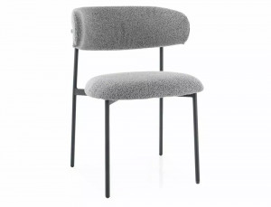 SCAUN DINING, GRI TAP 232/NEGRU MAT, TAPITERIE DIN STOFA SI METAL, STIL MODERN