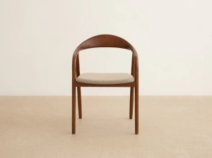 SCAUN DINING, ILLA, DIN TEXTIL SI LEMN, MARO/BEJ, MICADONI, STIL MODERN - Img 2