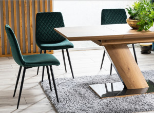 SCAUN DINING IRYS, VERDE BLUVEL 78/NEGRU, TAPITERIE DIN CATIFEA SI PICIOARE DIN METAL, STIL MODERN - Img 2