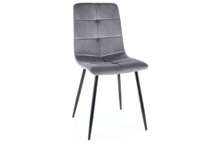 SCAUN DINING IVO, GRI BLUVEL 14/NEGRU MAT, TAPITERIE DIN CATIFEA SI PICIOARE DIN METAL, STIL MODERN