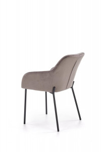 SCAUN DINING K305, GRI/NEGRU, CU TAPITERIE DIN CATIFEA SI PICIOARE DIN METAL, STIL MODERN - Img 6