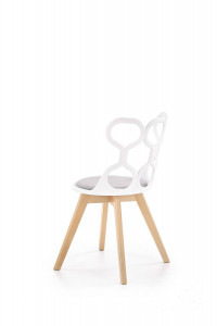 SCAUN DINING K308, ALB/GRI/STEJAR, CU TAPITERIE DIN STOFA, POLIPROPILENA SI PICIOARE DIN LEMN MASIV, STIL MODERN - Img 2