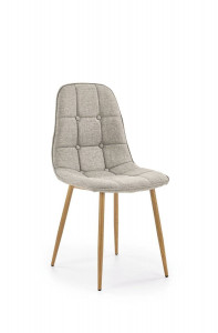 SCAUN DINING K316, BEJ/STEJAR, CU TAPITERIE DIN STOFA SI PICIOARE DIN METAL, STIL MODERN