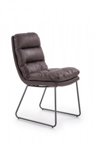 SCAUN DINING K320 GRI INCHIS TAPITERIE PIELE ECOLOGICA STIL MODERN HALMAR