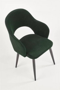 SCAUN DINING K364, VERDE INCHIS/NEGRU, CU TAPITERIE DIN STOFA FINA SI PICIOARE DIN METAL, STIL MODERN - Img 5