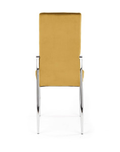 SCAUN DINING K416, GALBEN MUSTAR/CROM, CU TAPITERIE DIN CATIFEA SI PICIOARE DIN METAL, STIL MODERN - Img 2