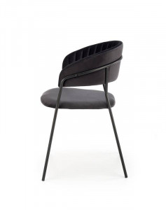 SCAUN DINING K426, NEGRU/NEGRU, CU TAPITERIE DIN CATIFEA SI PICIOARE DIN METAL, STIL MODERN - Img 5