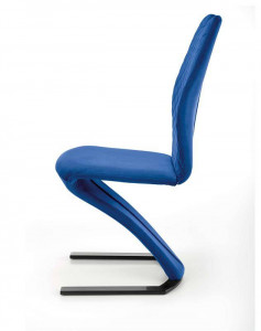 SCAUN DINING K442, ALBASTRU/NEGRU, CU TAPITERIE DIN CATIFEA SI PICIOARE DIN METAL, STIL MODERN - Img 2