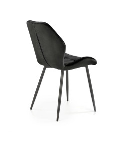 SCAUN DINING K453, NEGRU/NEGRU, CU TAPITERIE DIN CATIFEA SI PICIOARE DIN METAL, STIL MODERN - Img 2