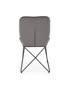 SCAUN DINING K454, GRI/NEGRU, CU TAPITERIE DIN CATIFEA SI PICIOARE DIN METAL, STIL MODERN - Img 7