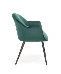 SCAUN DINING K468, VERDE INCHIS/NEGRU, TAPITERIE DIN CATIFEA SI PICIOARE DIN METAL , STIL MODERN - Img 6