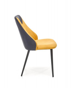SCAUN DINING K470, GALBEN MUSTAR/GRI INCHIS/NEGRU, CU TAPITERIE DIN STOFA SI PICIOARE DIN METAL, STIL MODERN, HALMAR - Img 3