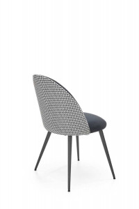 SCAUN DINING K478, ALB/NEGRU, CU TAPITERIE DIN CATIFEA SI PICIOARE DIN METAL, STIL MODERN - Img 2