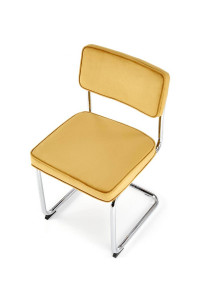 SCAUN DINING K510, GALBEN MUSTAR/CROM, CU TAPITERIE DIN CATIFEA SI PICIOARE DIN METAL, STIL MODERN - Img 5