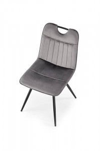 SCAUN DINING K521, GRI/NEGRU, CU TAPITERIE DIN CATIFEA SI PICIOARE DIN METAL, STIL MODERN - Img 2