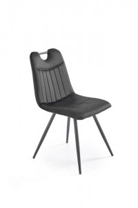 SCAUN DINING K521, NEGRU/NEGRU, CU TAPITERIE DIN CATIFEA SI PICIOARE DIN METAL, STIL MODERN - Img 5