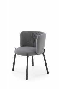 SCAUN DINING K531, GRI/NEGRU, TAPITERIE DIN CATIFEA SI PICIOARE DIN METAL, STIL MODERN