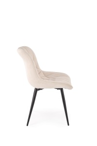 SCAUN DINING K567, BEJ/NEGRU, TAPITERIE DIN STOFA SI PICIOARE DIN METAL, STIL MODERN - Img 3