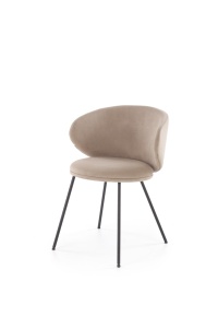 SCAUN DINING K587, BEJ 38/NEGRU, TAPITERIE DIN CATIFEA MATA SI PICIOARE DIN METAL, STIL MODERN - Img 4