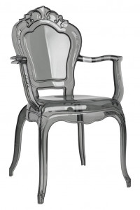 SCAUN DINING KING ARM, TRANSPARENT FUMURIU, DIN POLICARBONAT, STIL MODERN