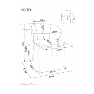 SCAUN DINING KIOTO , BEJ 253/NUC, TAPITERIE DIN TEXTIL SI PICIOARE DIN METAL, STIL MODERN - Img 5