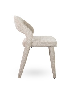 SCAUN DINING KOS BEJ, CONFECTIONAT DINTEXTIL CHENILLE SI METAL, STIL MODERN - Img 2