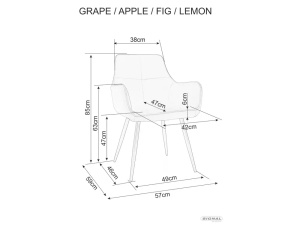 SCAUN DINING LEMON, OLIVE BLUVEL 77/NEGRU MAT, TAPITERIE DIN CATIFEA SI PICIOARE DIN METAL, STIL MODERN - Img 3