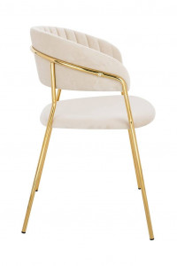 SCAUN DINING MARGO, BEJ/AURIU, DIN CATIFEA SI METAL, STIL MODERN - Img 5