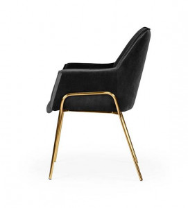 SCAUN DINING MARGOT, NEGRU/AURIU, TAPITERIE DIN CATIFEA SI PICIOARE DIN METAL, STIL MODERN, ATR - Img 2