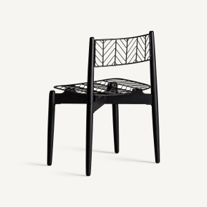 SCAUN DINING METALIC PLISSE, NEGRU, CONFECTIONAT DIN LEMN DE MAHON SI METAL, STIL MODERN - Img 5