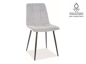 SCAUN DINING MILA, GRI MAT BLUVEL 85/NEGRU MAT, TAPITERIE DIN CATIFEA SI METAL, STIL MODERN