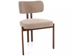 SCAUN DINING MISAKI D, BEJ 253/NUC, TAPITERIE DIN TEXTIL SI PICIOARE DIN METAL, STIL MODERN - Img 4